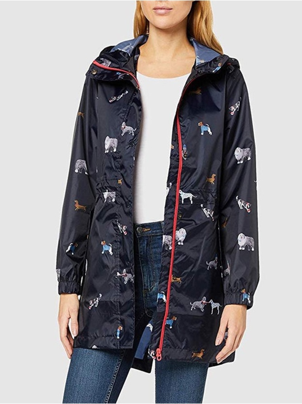 Joules Golightly Packable Waterproof Rain Jacket May Day Dogs Size US 8 / UK 12